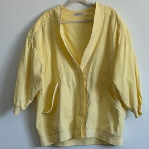 Oversized Butter Yellow Jacket Women's S Classic Prep Retro Utility Street Baggy